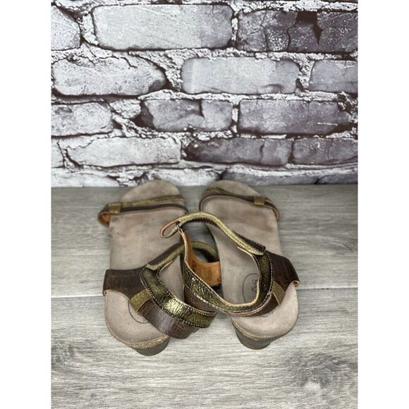 Taos Gold Brown Leather Ankle Strap Cork Wedge Sandals Women Sz 42EU/11M US - Picture 6 of 16